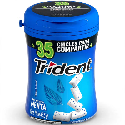 Goma de mascar TRIDENT FRASCO MENTA 35UND 45.5g