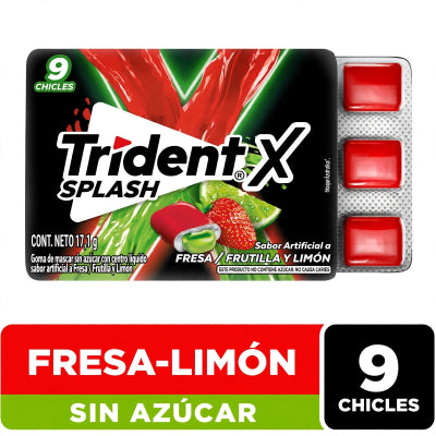 Goma de mascar TRIDENT X SPLASH FRESA 17.1g