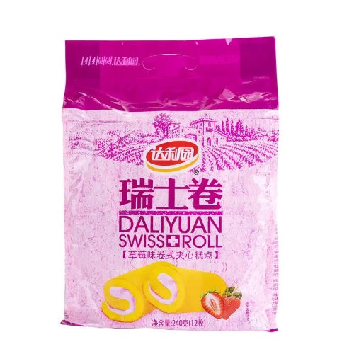 Bizcocho DALIYUAN SWISS ROLL CREMA FRESA 13g x1PAQ(12UND)