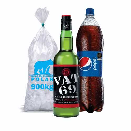 Combo Whisky VAT69 700mL + PEPSI 1.5L + Hielo 900g