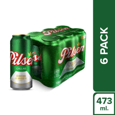 Cerveza PILSEN CALLAO LATA 473mL x6UND