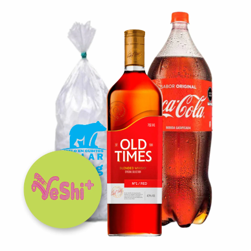 Combo Whisky OLD TIMES RED 750mL + COCA COLA 1.5L + Hielo 900g