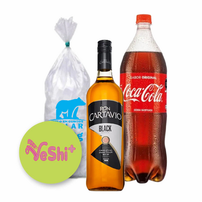 Combo 2 Ron Cartavio Black 500mL + Coca Cola 1.5L + Hielo 900g