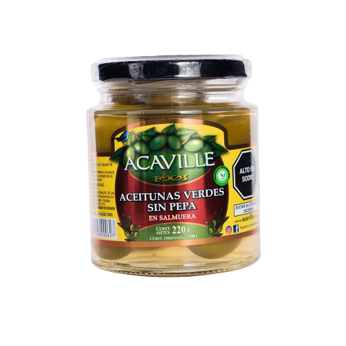 Aceituna ACAVILLE VERDE CON PEPAS 220g