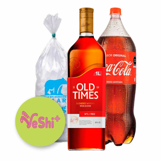 Combo Whisky OLD TIMES RED 1L + COCA COLA 2.25L + Hielo 900g