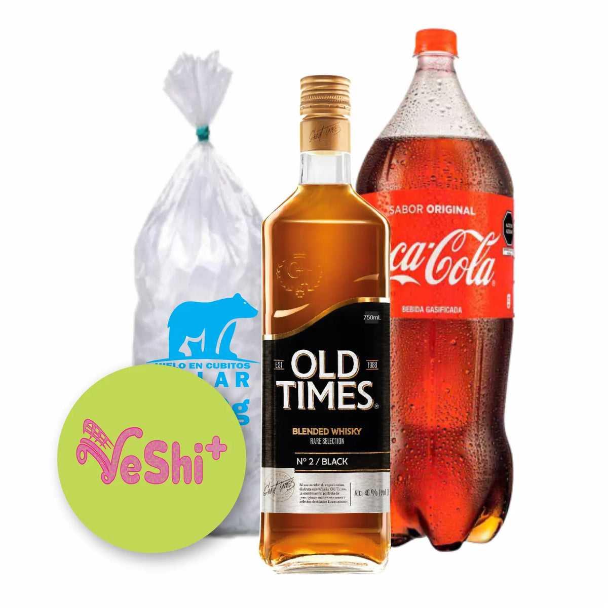 Combo Whisky OLD T. BLACK 750mL + COCA COLA 2.25L + Hielo 900g
