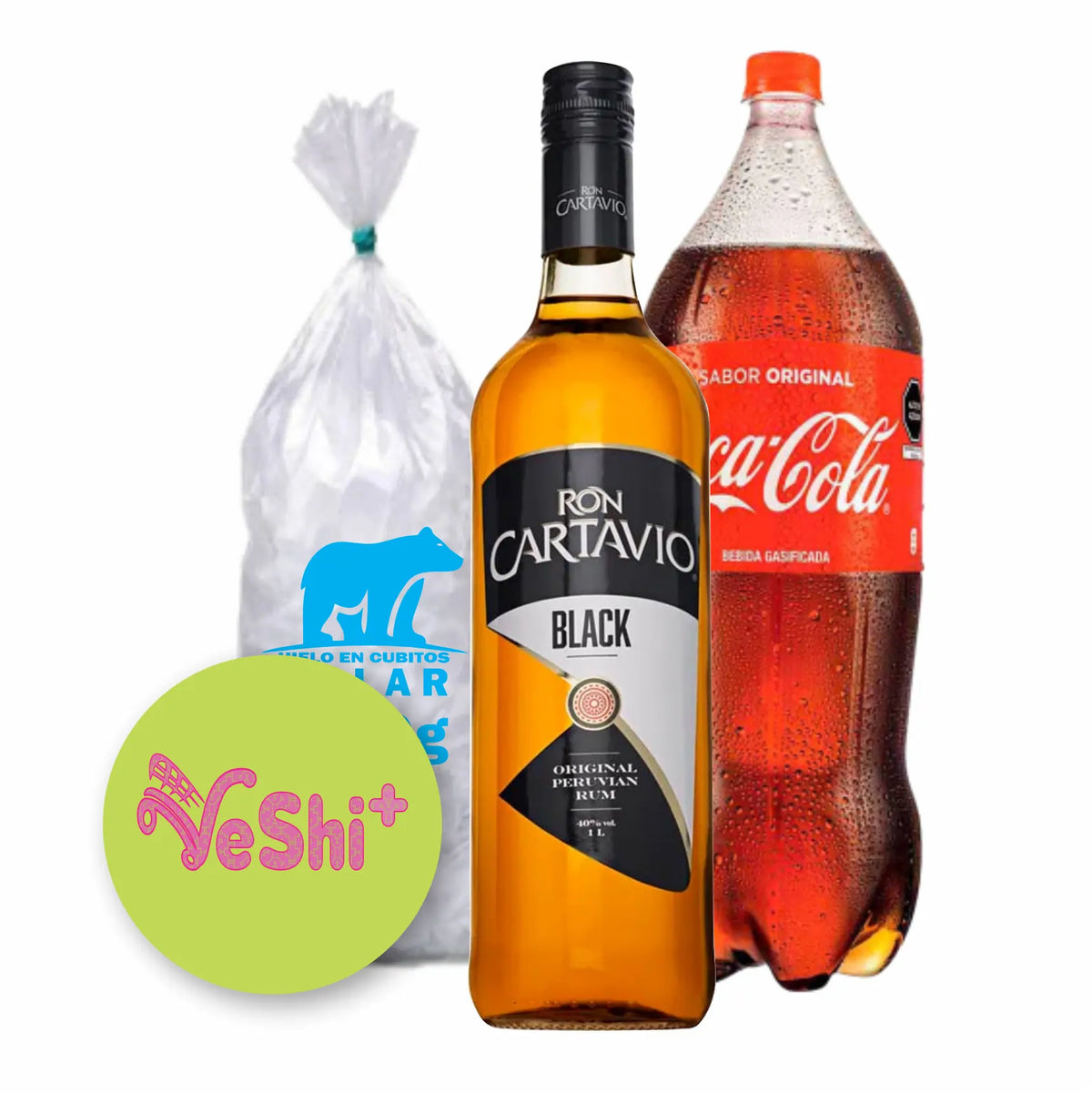 Combo 9 Ron Cartavio Black 1L + Coca Cola 2.25L + Hielo 900g