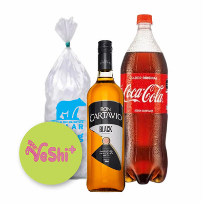 Combo 2 Ron Cartavio Black 500mL + Coca Cola 1.5L + Hielo 900g
