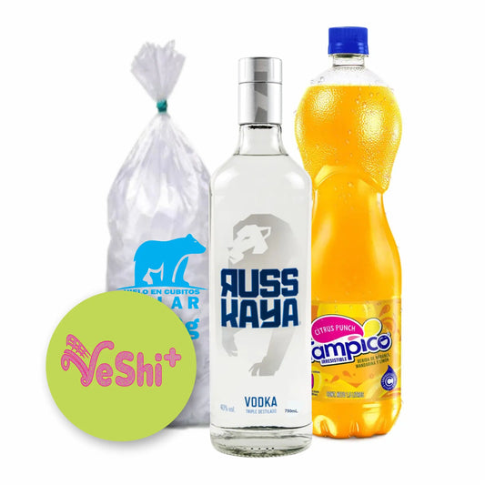 Combo Vodka RUSSKAYA NEUTRO 750mL + Tampico 1.5L + Hielo 900g