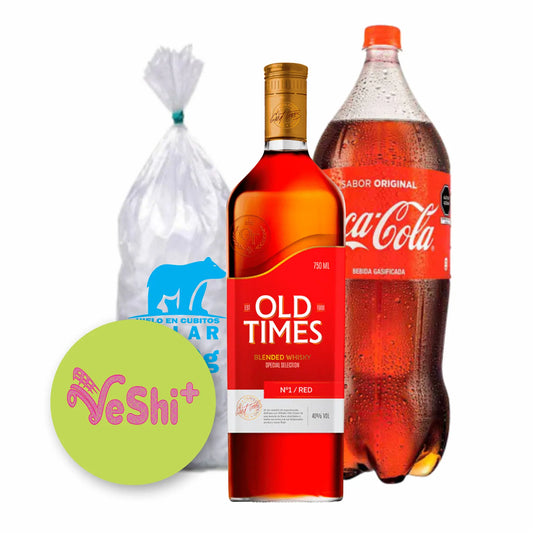 Combo Whisky OLD TIMES RED 750mL + COCA COLA 1.5L + Hielo 900g
