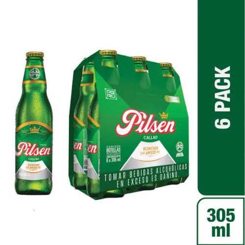 Cerveza PILSEN BOTELLA 305mL x6UND