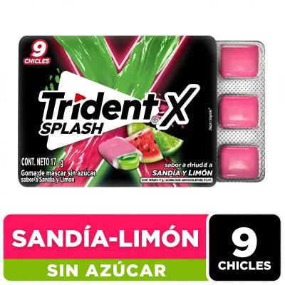 Goma de mascar TRIDENT X SPLASH SANDIA Y LIMON 17.1g