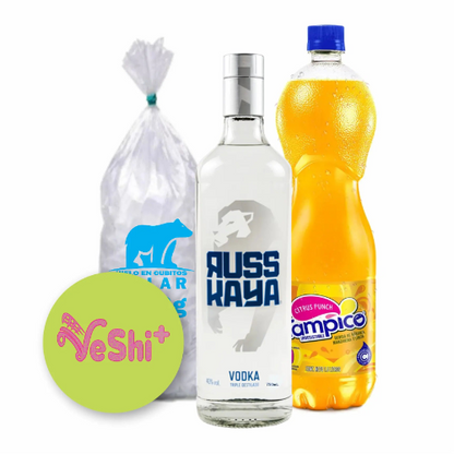 Combo Vodka RUSSKAYA NEUTRO 750mL + Tampico 1.5L + Hielo 900g