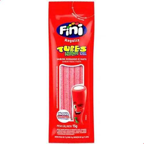 Gomitas TUBES ACIDOS FRESA Y NATA FINI 15g