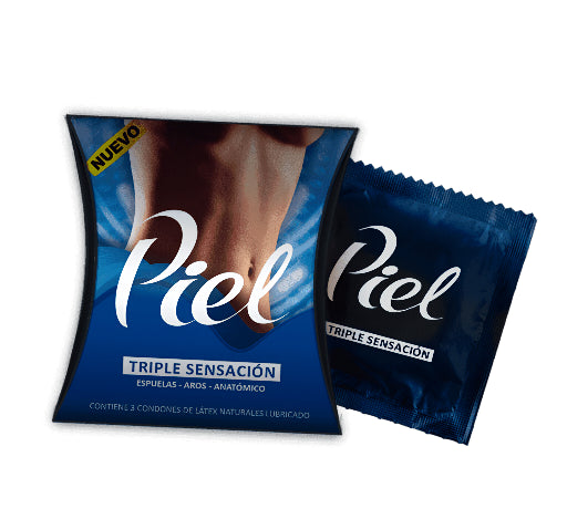 Preservativo PIEL TRIPLE SENSACION  x1CAJ(3UND)