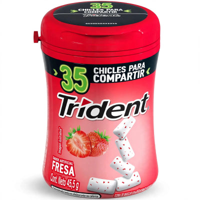 Goma de mascar TRIDENT FRASCO FRESA 35UND 45.5g