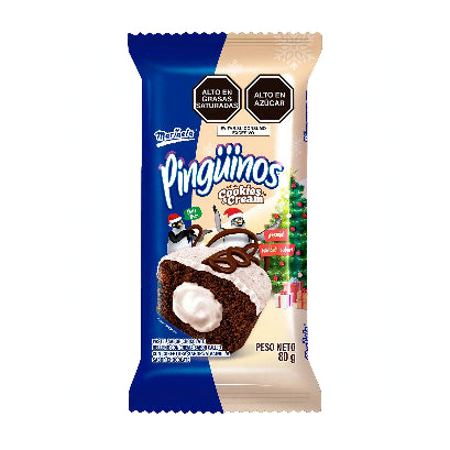 Bizcocho PINGUINOS COOKIES AND CREAM 2P MARINELA 80g