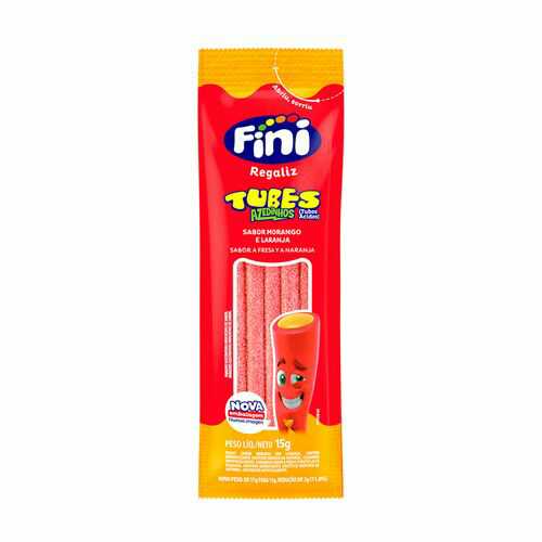 Gomitas TUBES ACIDOS FRESA Y NARANJA FINI 15g